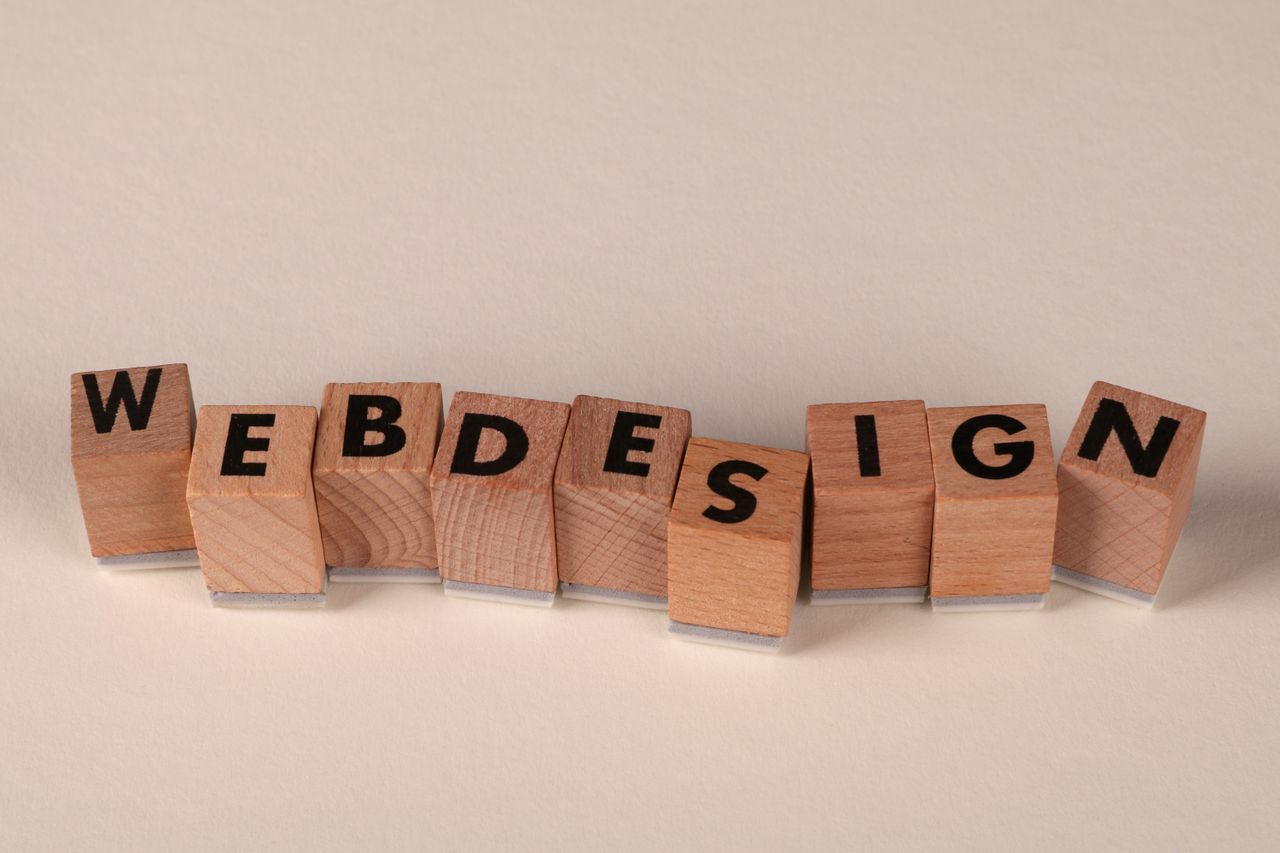 about-us-01 Wooden blocks spelling web design creatively showcase digital design concept.